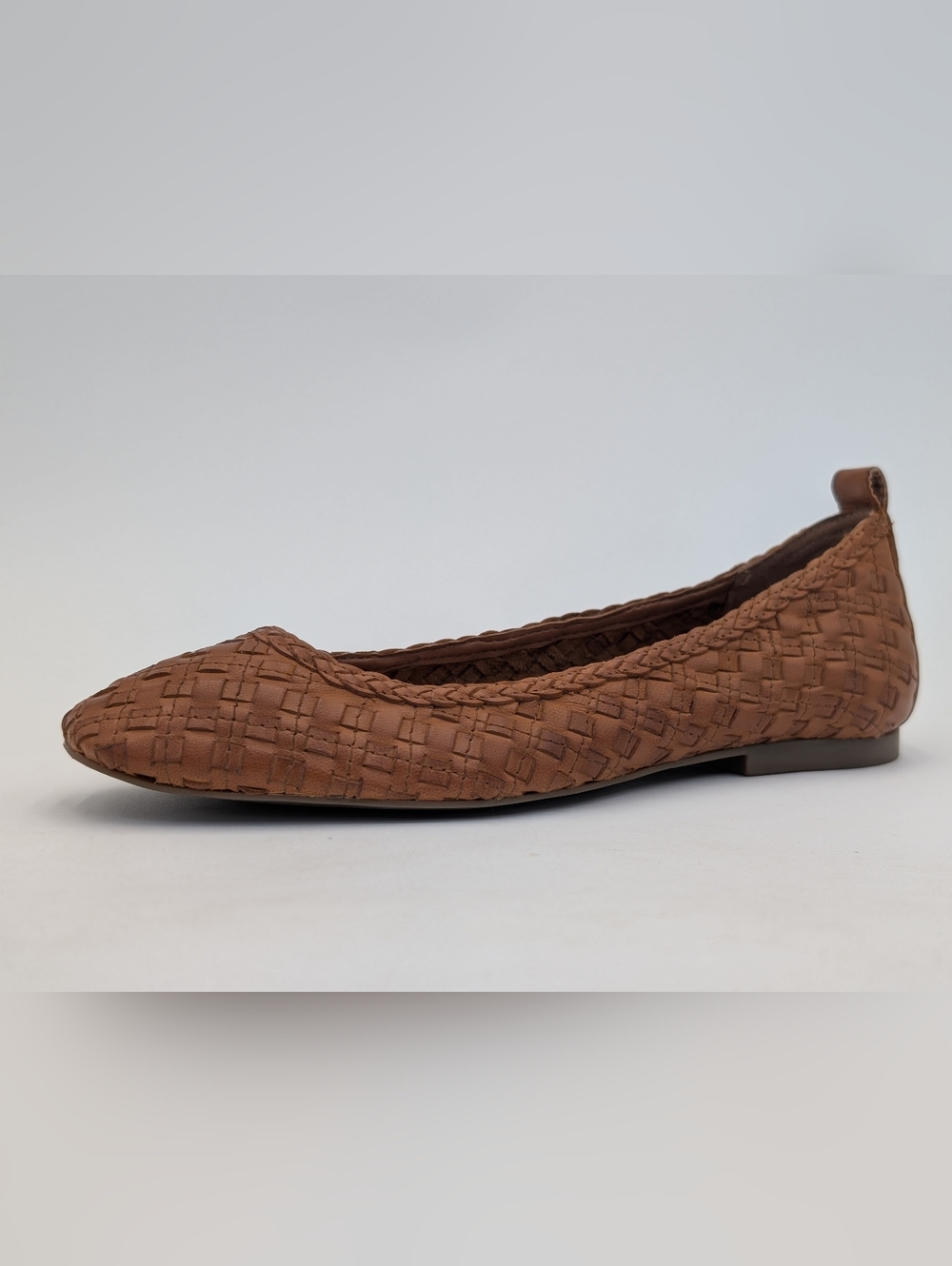 Handcrafted Soft Woven Leather Ballet Flats Sz 7.5 Gold Tone Accents & Pull Tabs - Picture 6 of 17